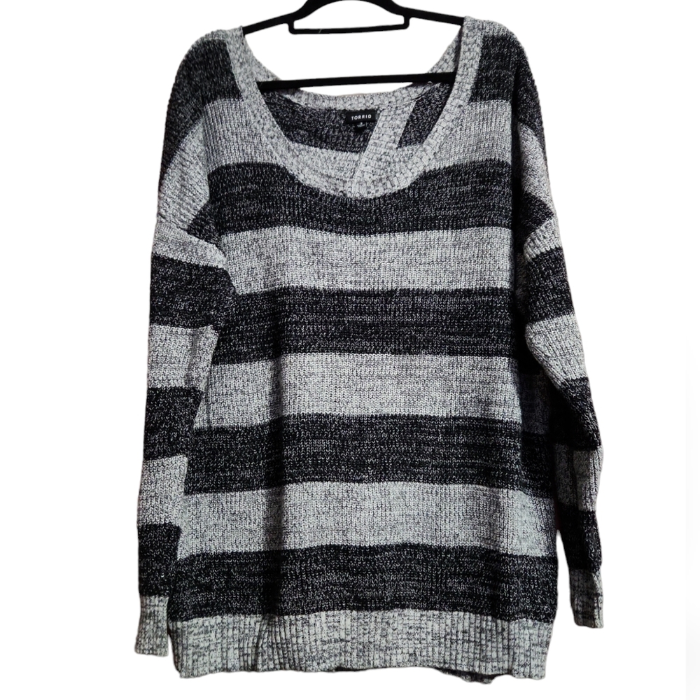 Torrid Plus Marbled Long Sleeve Split Back Sweate… - image 1